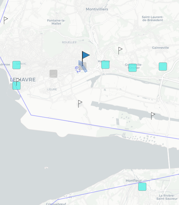 Carte des stations de mesure de la pollution de fond et de la météorologie ayant produit les données présentées dans ce communiqué (crédit photo : Atmo Normandie)