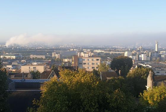 vue du panache résiduel incendie Saint Julien dimanche 1 oct