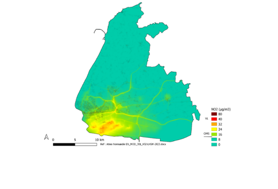 ZFE-m LHSM - Cartographie de la moyenne annuelle en dioxyde d'azote en 2023