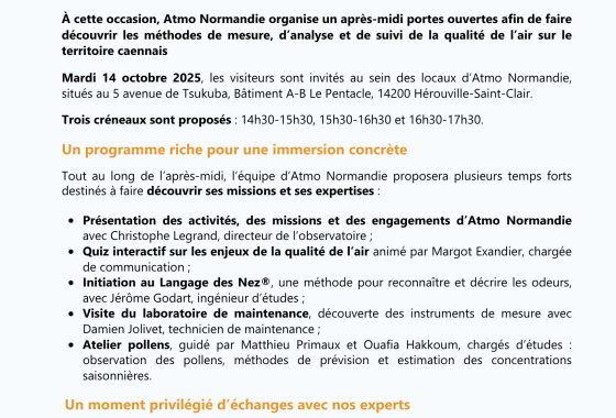 Communiqué de presse : portes ouvertes à Hérouville-Saint-Clair le 14 octobre 2025
