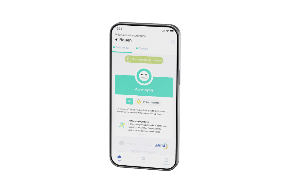 Ecran application Air to Go Accueil