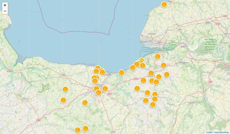 Carte des signalements d'odeurs recensés le 27 décembre 2025 (crédit photo : Atmo Normandie)