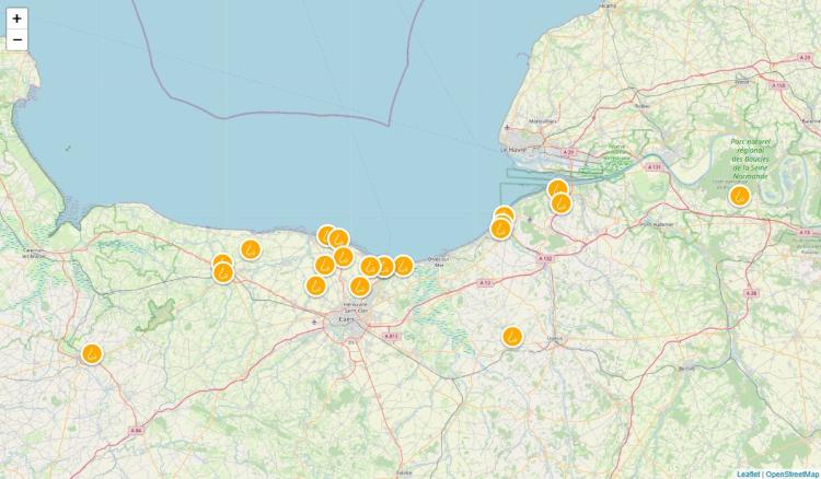 Carte des signalements d'odeurs recensés le 28 décembre 2025 (crédit photo : Atmo Normandie)