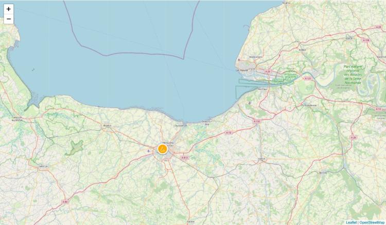 Carte des signalements d'odeurs recensés le 30 décembre 2025 de minuit à 11h (crédit photo : Atmo Normandie)