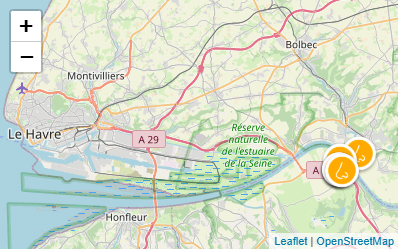 Carte des signalements d’odeurs le 13 novembre 2025 dans le secteur de Saint-Aubin-sur-Quillebeuf