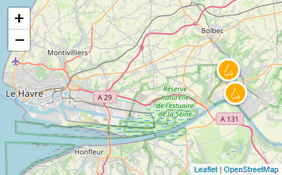 Cartes des signalements d’odeurs le 12 novembre 2025 dans le secteur de Saint-Aubin-sur-Quillebeuf