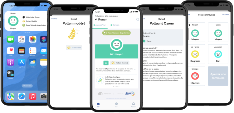 Ecrans application Air to Go