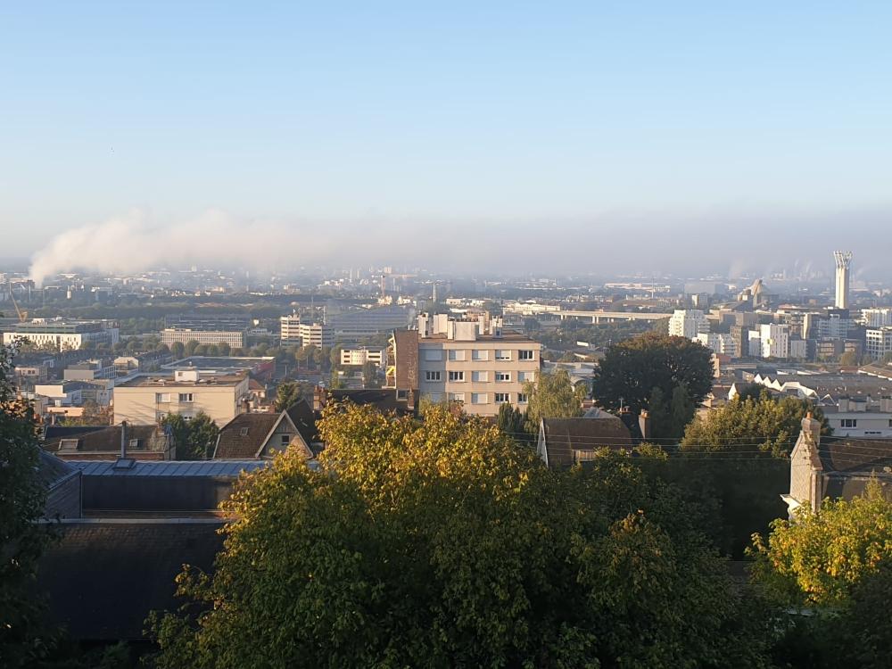 vue du panache résiduel incendie Saint Julien dimanche 1 oct