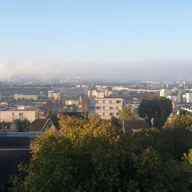 vue du panache résiduel incendie Saint Julien dimanche 1 oct