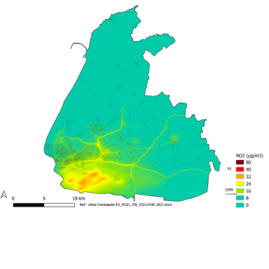 ZFE-m LHSM - Cartographie de la moyenne annuelle en dioxyde d'azote en 2023