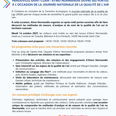 Communiqué de presse : portes ouvertes à Hérouville-Saint-Clair le 14 octobre 2025
